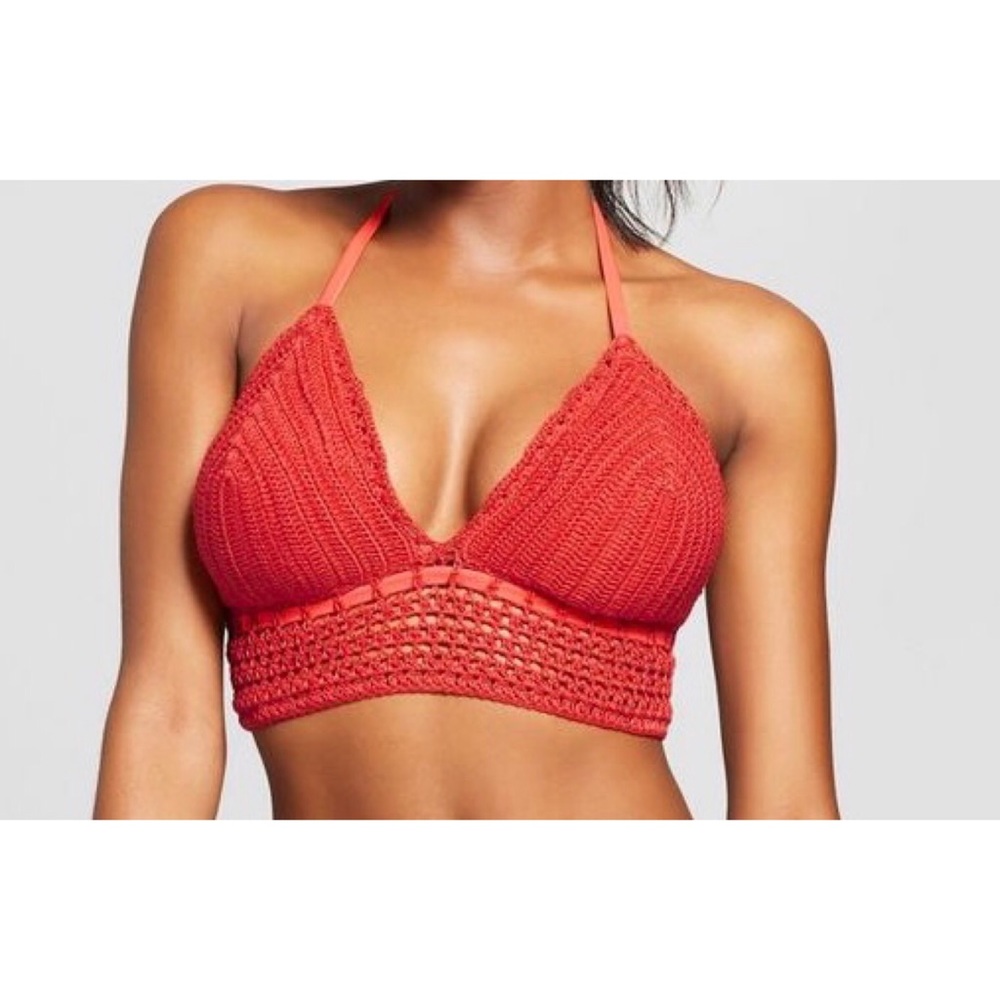 Red/Orange Crochet Swim Top